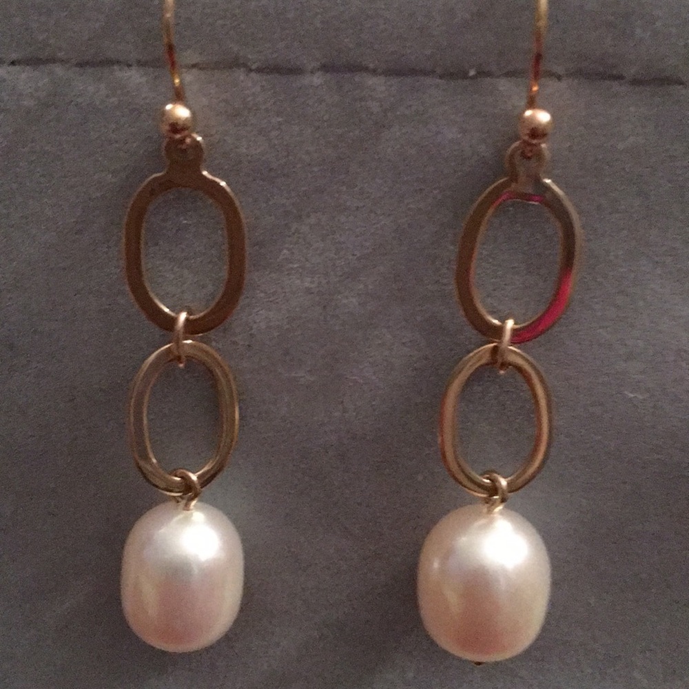 Nancy B 14KY DOUBLE LINK PEARL DROP NWOT